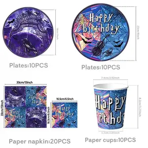 Wednesday Theme Birthday Party Decorations, First Year Old Baby Shower Props Set, 4 Piece Party Supplies, Model Xinghao