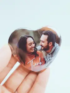 Set of 3 - Personalized Heart Photo Magnet | Party Favor | Wedding Thank You Favor