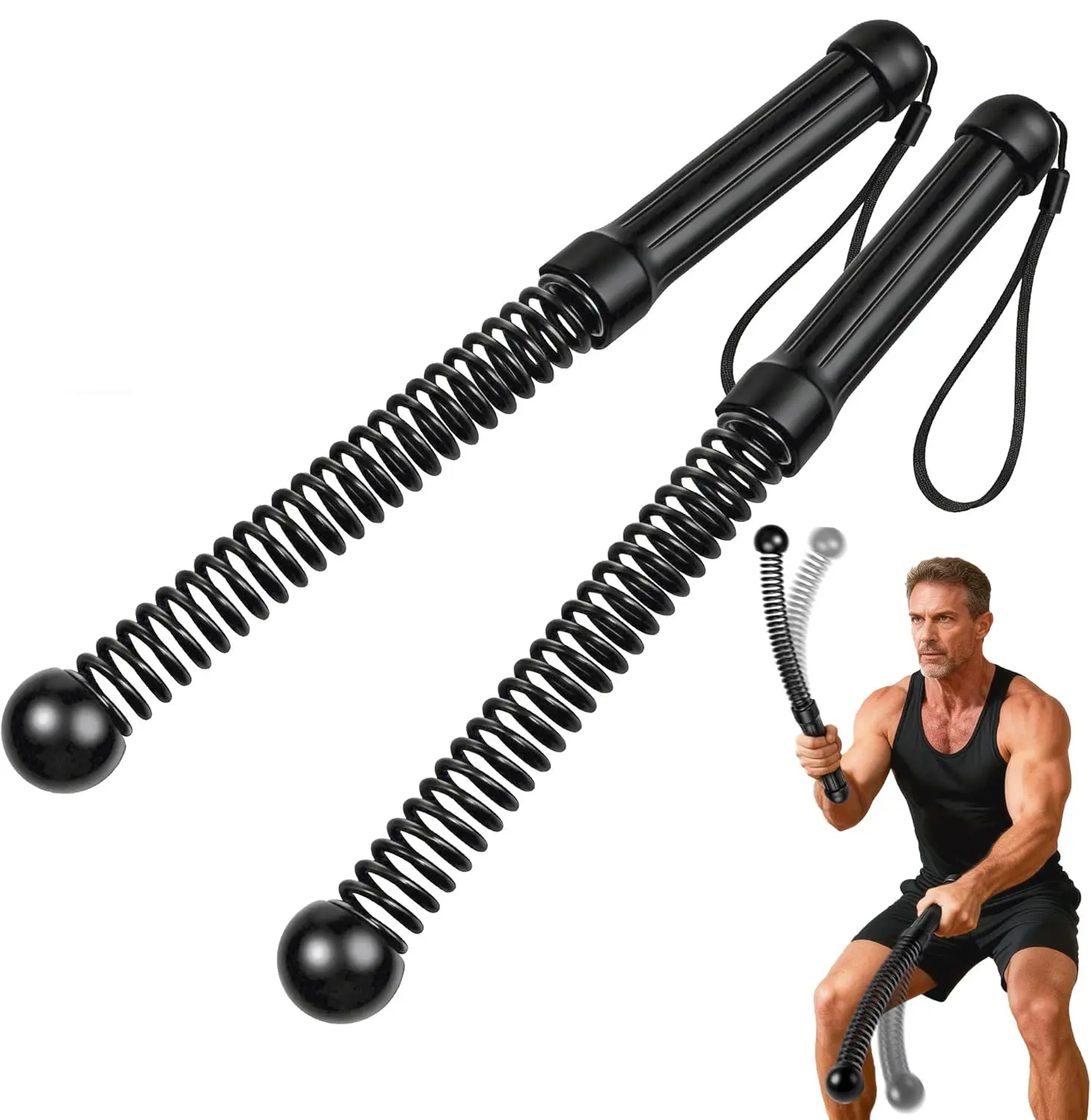 Upgrade Weighted Ropeless Battle Ropes, 2PCS Cordless Battle Rope for Home Gym, HIIT, Strength, Quiet Portable Training Rope, Workout Ropes Versatile Fitness Equipment for Men Women																	
