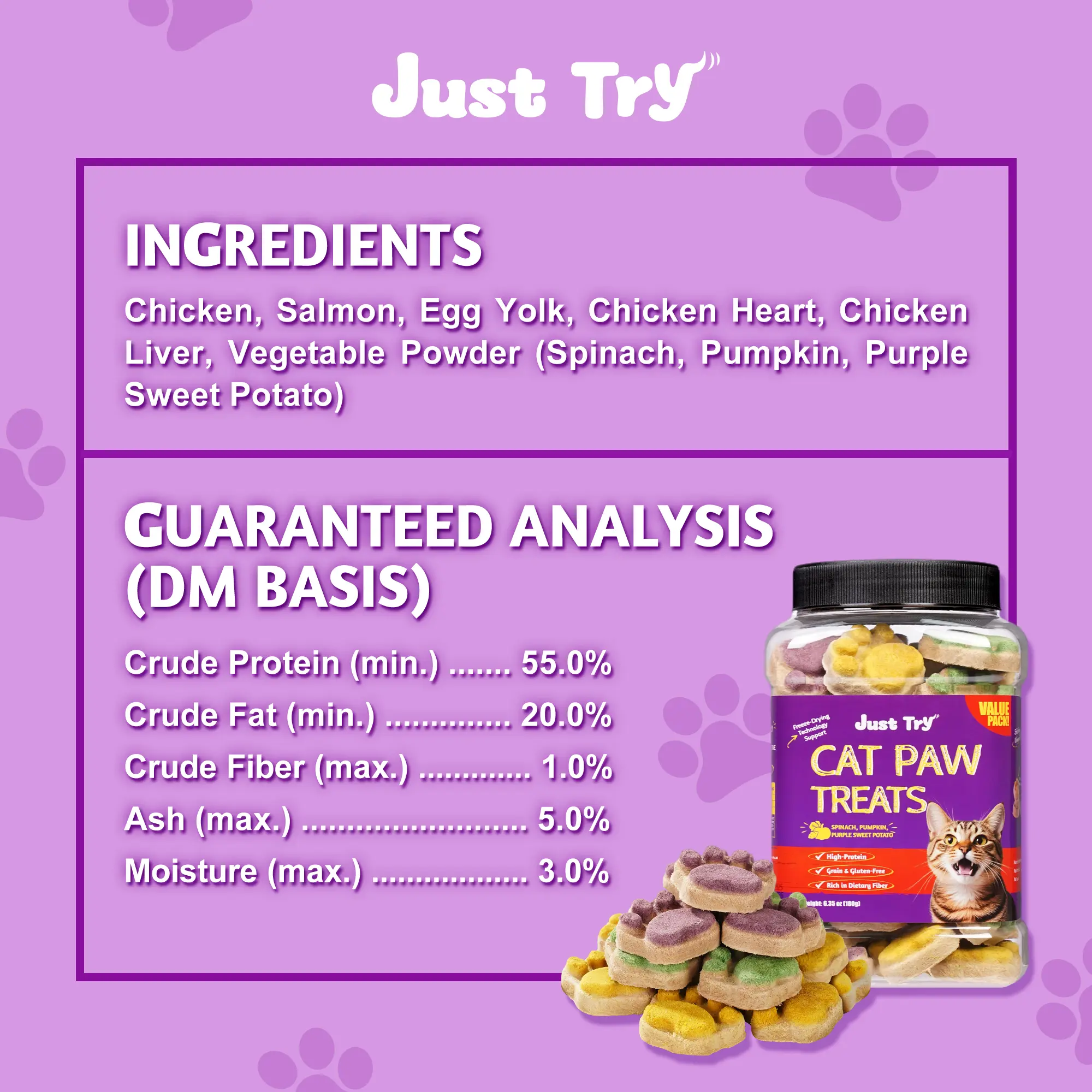 Just Try Freeze-Dried Cat Paw Treats for Cats & Dogs - Made with