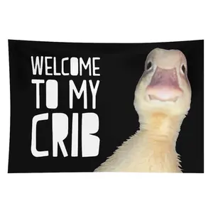 Welcome to My Crib 3x5Ft Flag Funny Banner Party Supplies Yard Tapestry for College Room Man Cave Teen Boys and Girls Wall Hanging Decoration Flags, Polyester summerwins