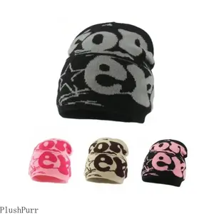 Unisex Y2K Letter Jacquard Knit Hat Warm Outdoor Street Beanie for Autumn and Winter Fashionable Cold Weather Headwear Machine Washable Fitted Design
