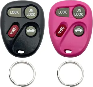 Replacement Key Fob Shell Keyless Entry Remote Car Key Fob Case Fits for 1996 1997 1998 1999 2000 2001 2002 Buick Cadillac Chevrolet GMC Oldsmobile Pontiac Pad Cover (Black + Pink)