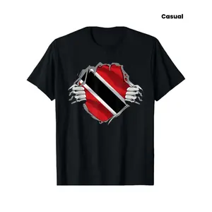 Unisex Trinidad and Tobago Flag Graphic Tee - 100% Cotton Applique Casual Sport Top S-3XL