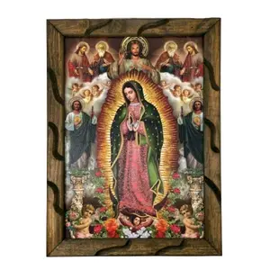 Virgen De Guadalupe (#14) Rustic Frame For Wall Oil Painting Our Lady Of Guadalupe Saont Jude, Divina Misericordia  Imagen Image Cuadro Mother Mary San Judas Cuadro rustico. Religious art image, home decor, wall decor, church events, gifts
