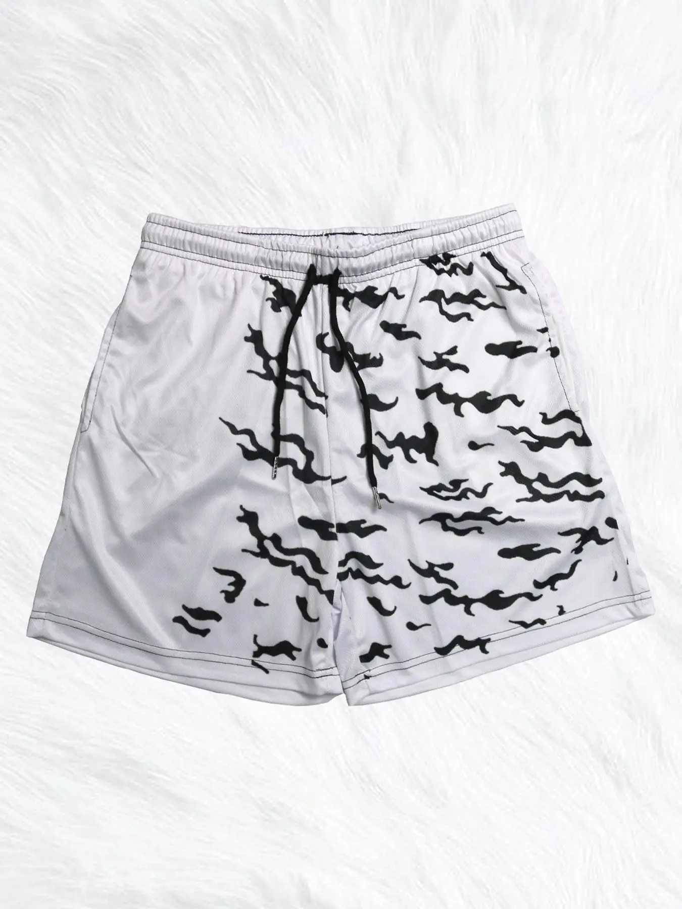 Sporty Men's All Over Print Drawstring Waist Sports Shorts, Regular Fit Casual Elastic Waist Track Bottoms for Summer, Basketball Shorts, Men's Sports