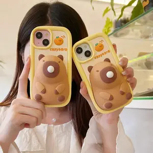 Unzipped, 3D Cute Cartoon Blowing Bubble Capybara, Soft Silicone Phone Case, Back Cover, iPhone 11, 12, 13, 14, 15 16 Pro Max