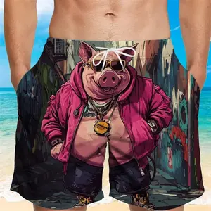 Cute Pig Graphic Beach Shorts For Men Kids 3d Printing Animal Swimming Trunks Cool Summer Hawaiian Loose Quick Dry Board Shorts
