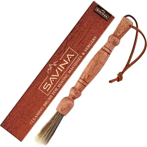 Cleaning Brush for Sewing Machine & Sergers - Sewing Tool, Wooden Lint Brush with Built-in Hanging Strap, Brushing Lint Out of Sewing Machines