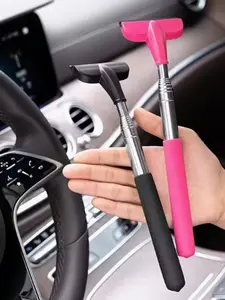 Car Rearview Mirror Rainbrush Extensible Windshield Wiper Long Handle Car Window Squeegee Universal Auto Accessory Portable Lens Cleaner