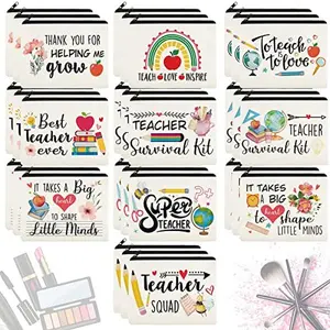 8/30 Pcs Teacher Appreciation Gifts Pencil Pouches Cosmetic Bags Thank You Teacher Gifts for Teacher Appreciation Week Back to School Bookish Gifts Travel Toiletry Canvas Pouches with Zipper