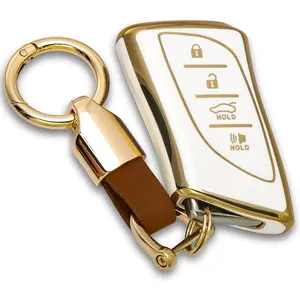 for Lexus Key fob Cover Keychain KeyCase  with 2018-2024 ES350 RX350h LC500h LS500h UX200 UX250h ES250 ES300h GX460 NX350 NX450(White)