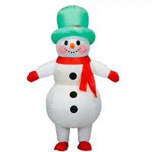 Inflatable Christmas Snowman Costume Outfit, Cute Design, Youth Adult Size, Fits 155-185cm, Includes Fan & Battery Box, Holiday Party Use