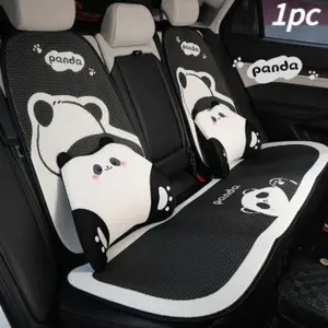 Memory Foam Car Headrest Lumbar Support, Summer Breathable Car Seat Cushion, Cute Cartoon Panda Design, Neck Pillow for Car Comfort