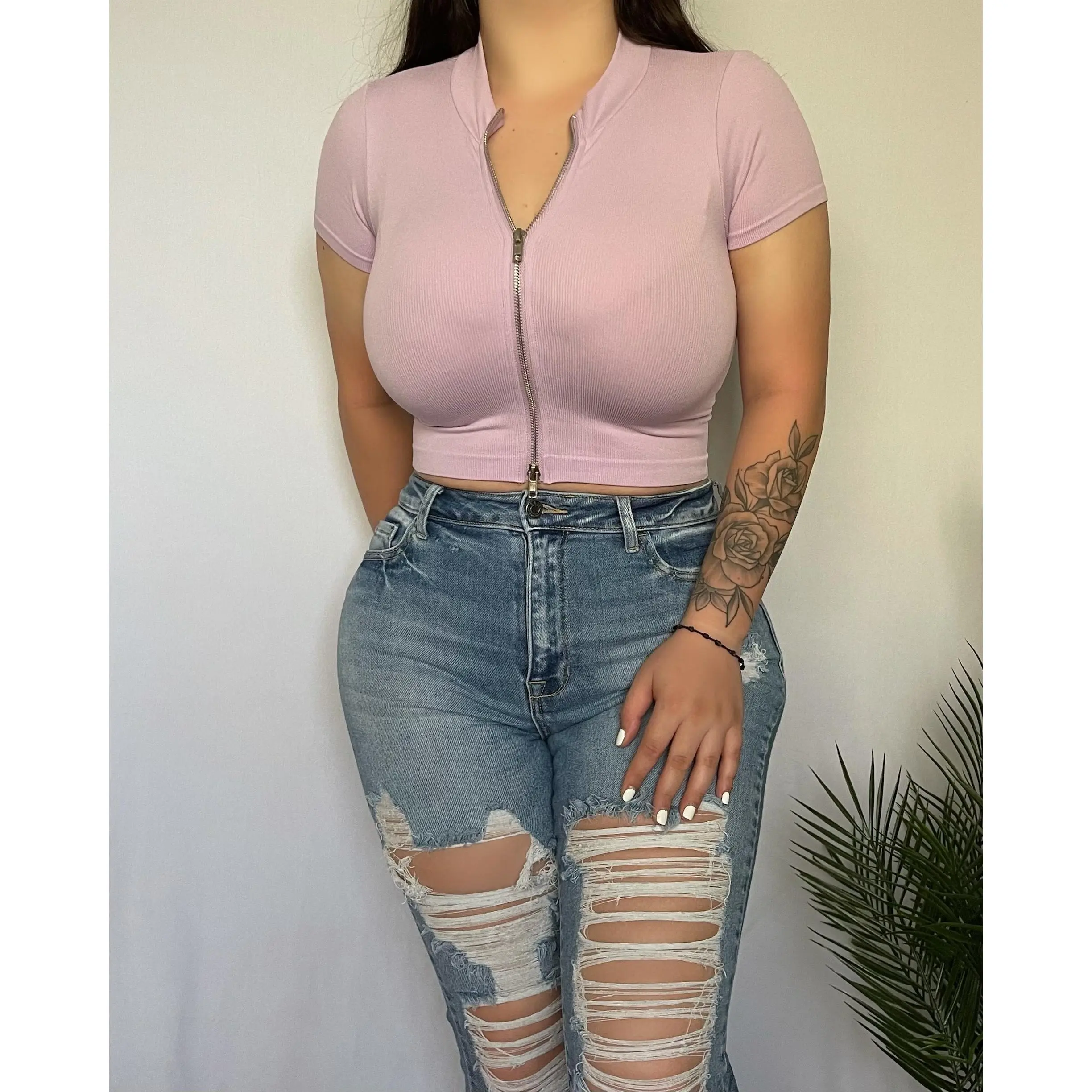 Olivia Zipper Top (Lavender)