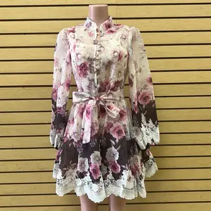 Women's Casual Summer Soft Blush Pink Rose Lace Dress