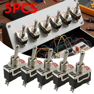 5-Pack 15A 250V Rocker Toggle Switch – SPST ON/OFF Control, for Boat Equipment and Other Electrical Circuit Switching