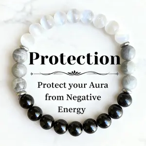 Obsidian Cat Eye Stone Bracelet, Natural Healing Crystal Energy Jewelry for Protection, Balance & Positive Energy – Handmade Gemstone Beaded Bracelet for Men & Women