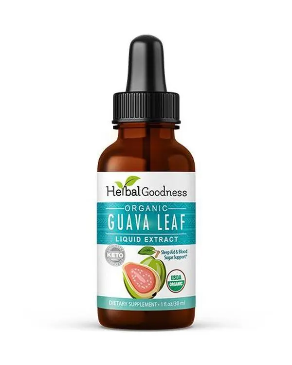 Organic Guava Leaf Extract Liquid Supplement - 1oz, Supports Sleep & Relaxation, Promotes Hair, Skin & Nails Health