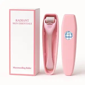 540 Stainless Steel Micropoint Derma Roller - Microneedling Roller for Face, Scalp & Beard - Skin Care Tool for Collagen Boost, Wrinkles & Hair Growth - Storage Case Included (Matte Baby Pink)