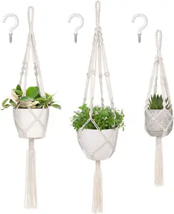 3 Pack Macrame  Hangers, Different Sizes Hanging Planters Indoor Basket Decorative Flower Pots Holder Stand Boho Home Decor,