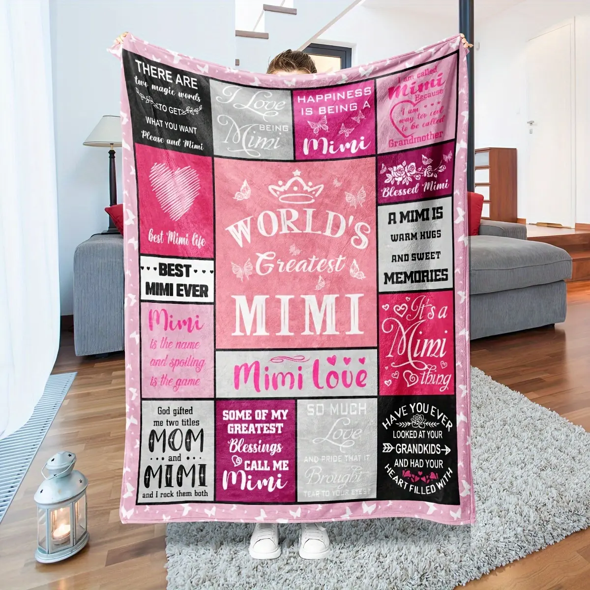 1pc Mimi Gift for Grandma, Birthday Present for Grandmother, Creative Mimi Blanket, Sofa Blanket, Nap Blanket, Warm Blanket