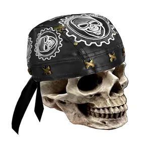 Vintage Rivet Bandana Skull Gears Doo Do Rag Headwrap Motorcycle Beanie Cap Mens