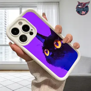 Black Cat Energy Purple Pop Art Spooky Aesthetic for iPhone 17 16 15 14 Pro Max 13 12 11 Air XR XS Plus Slim Shockproof Protective TPU Case