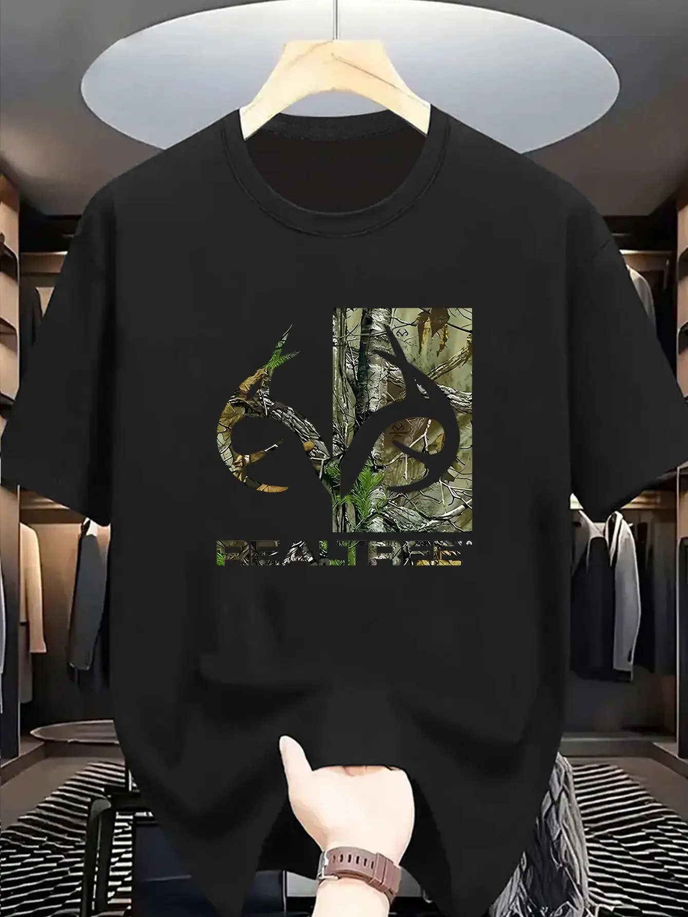 Men's Realtree Camouflae Print Summer T-Shirt- Breathable Knit, Reular Fit Short Sleeve Outdoor Activity Top, Washable Casual Shirt, Natural Style Esin, Comfortable Crew Neck Aily Wear, Classic Fashion Urable Base Shirt, Vibrant Men's Cl
