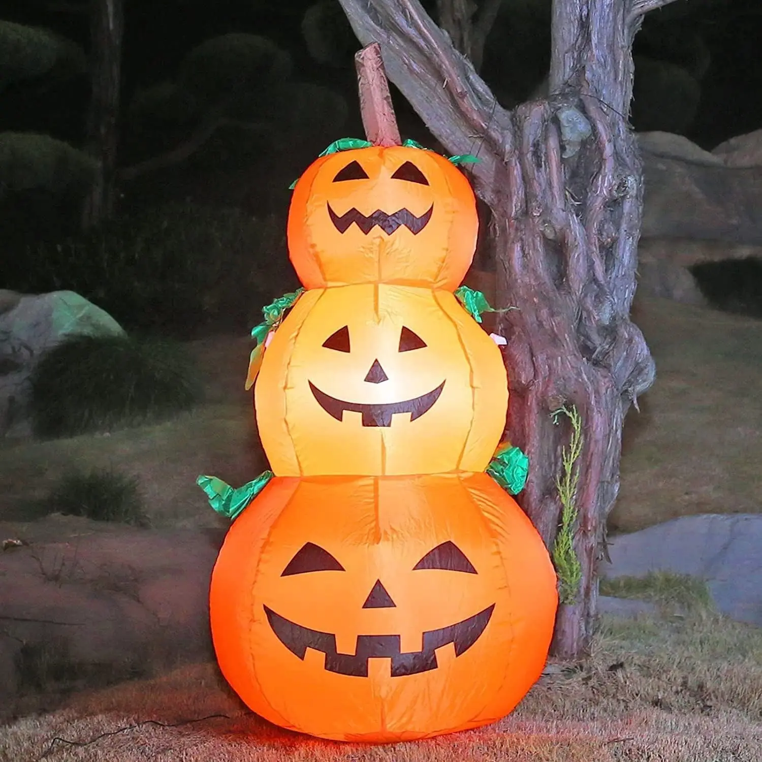 4ft Halloween Inflatable Pumpkins Decor Stacked Pumpkin Halloween Decorations Large Outdoor Yard Display Perfect for Parties and Garden Festivities Fiesta Party Decorations