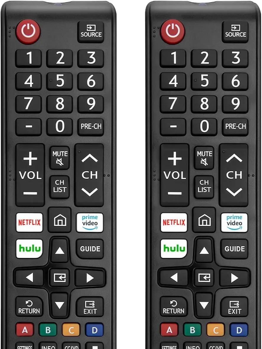 Besia Pack of 2 Universal Infrared Remote Control Accessories - Samsung Smart, LED, LCD, HDTV, 3D TV Replacement, AAA Compatible, Quick Response, 10m Range, Hotkeys and Media Keys, 30-Day Service