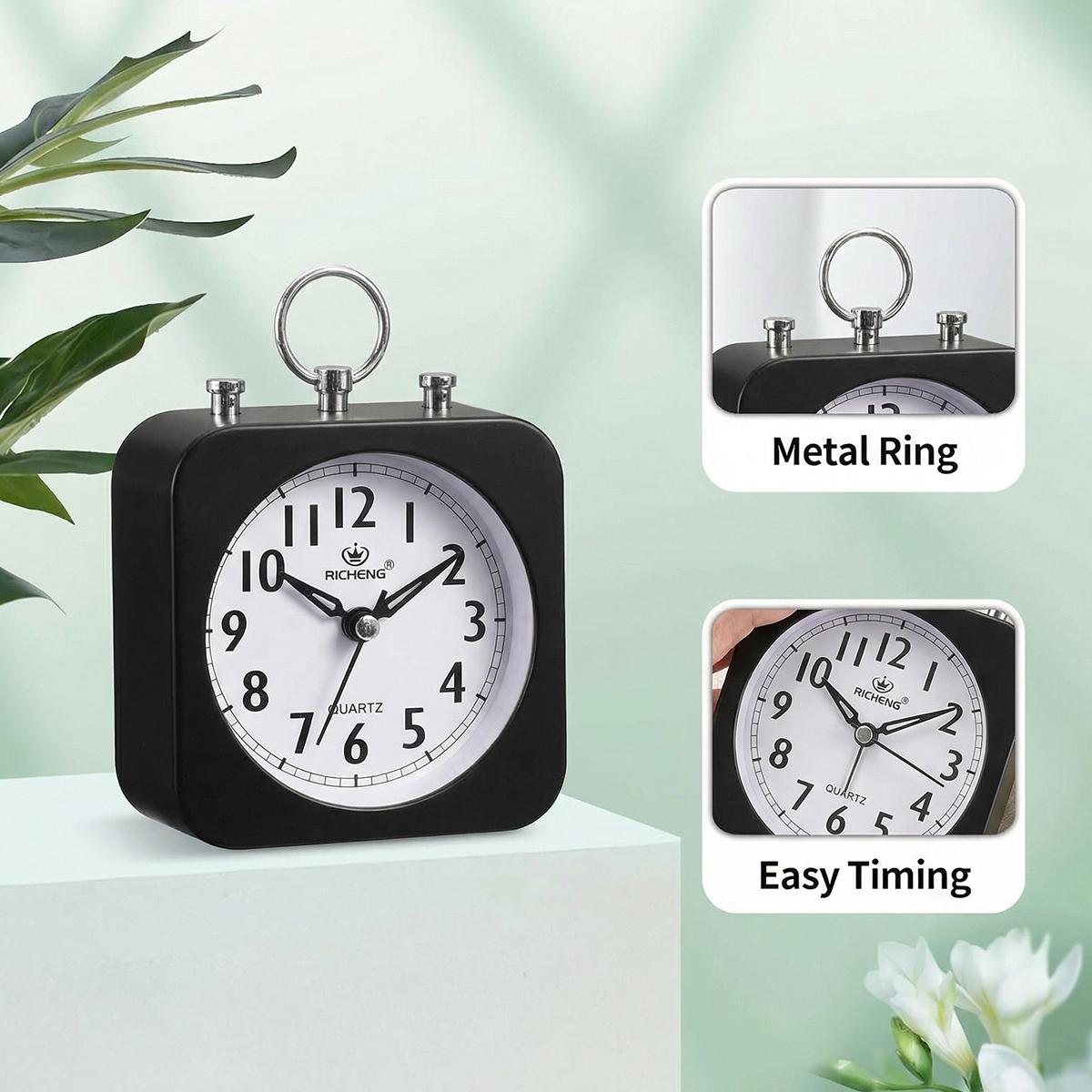Retro Silent Analog Alarm Clock Battery Operated No Ticking Sound with Snooze for Bedroom