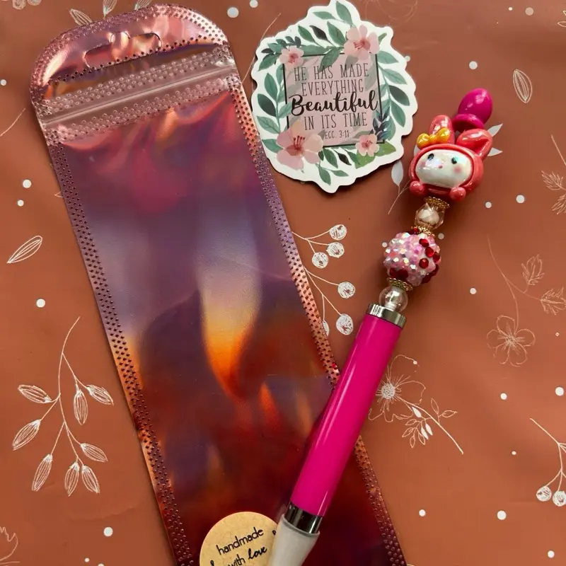 Character Wax Pen for Rhinestone - Pink Handle with Character Design, Includes Decorative Bead and "Handmade with Love" Tag
