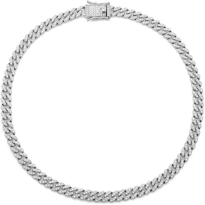Kid's 14MM Cuban Link Chain Necklace - Gold-Plated, Lab Diamond Prong Set, Cool Stuff for Teen Boys, Statement Style, Fits Ages 8-16 Y/O