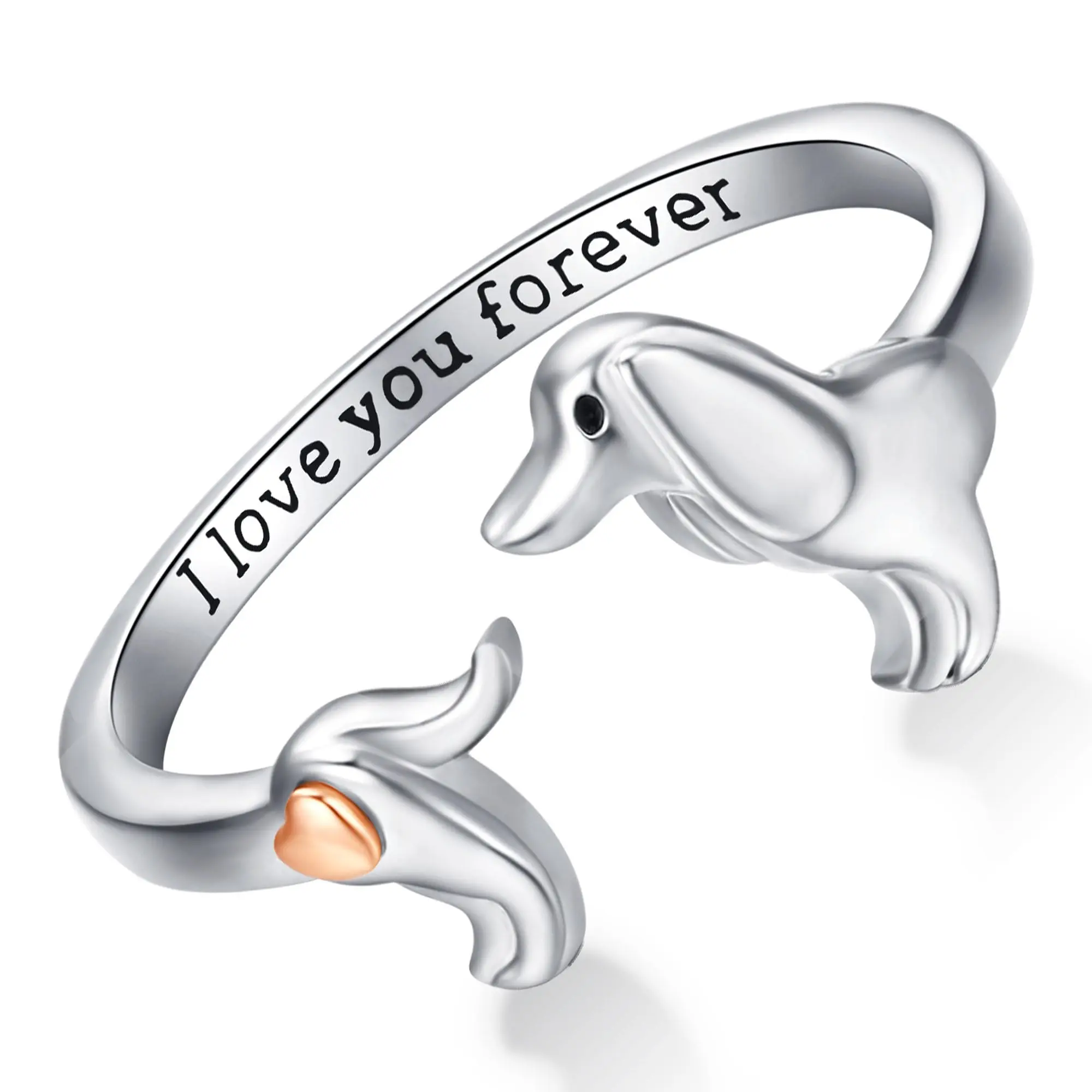 Thanches Viking Dachshund Ring 925 Sterling Silver Norse Animal Jewelry for Women Men Cute Gothic Dog Adjustable Ring Fashion Vintage Inspired Gift