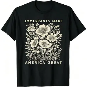 Immigrants Make America Great Oversize Unisex Anti-ICE Cotton T-shirt with Batik Design for Men and Women Streetwear Super Soft Pre Shrunk