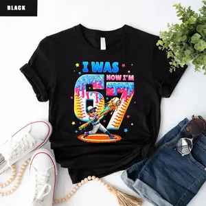 7th Baseball Birthday Shirt, Boys Sports Tee, Cute Baseball Drip Birthday Gift, 7th Birthday Party Shirt