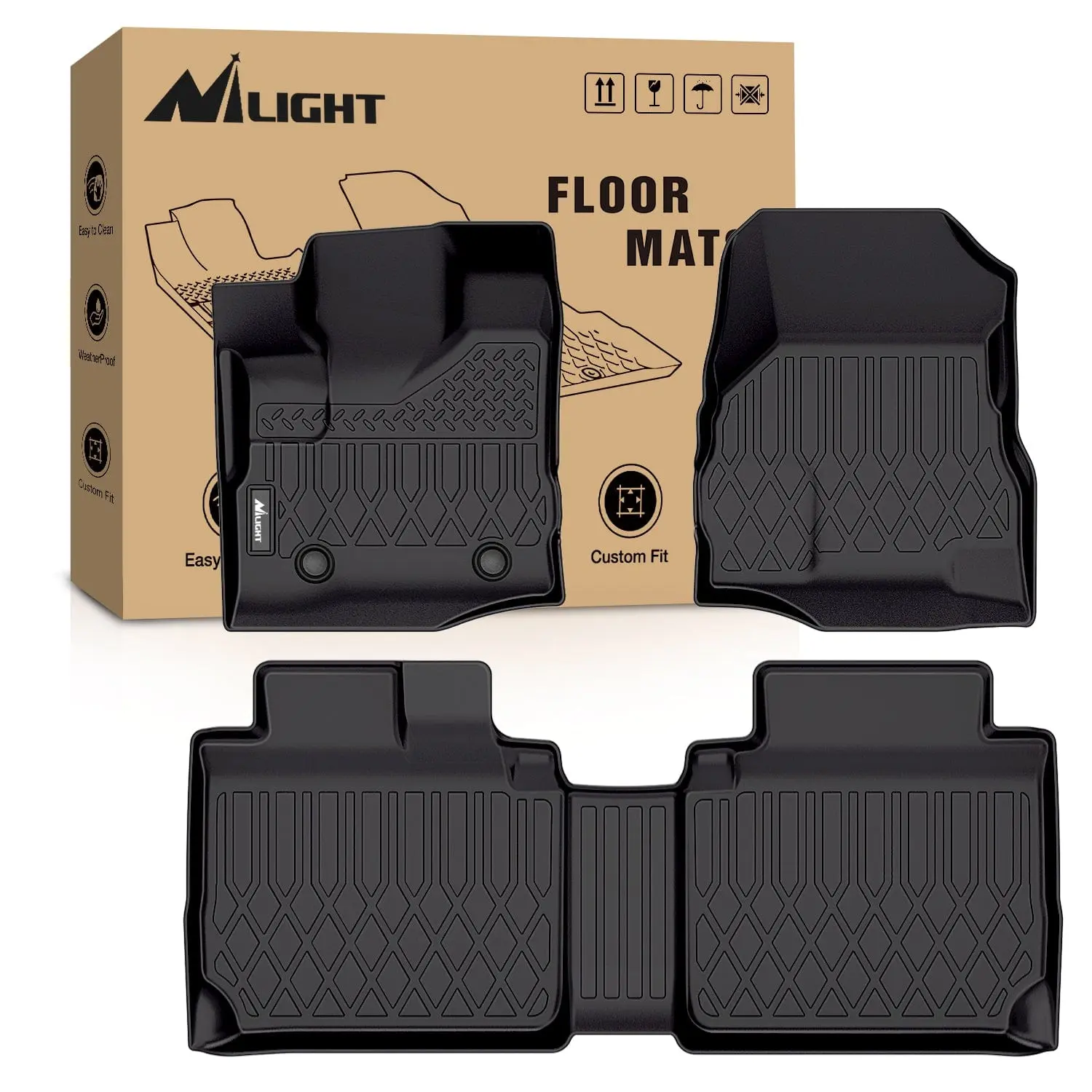 Nilight TPE Floor Mats, Compatible with 2010-2017 Chevy Equinox & GMC Terrain, Automotive Car Interior Mat Accessory, Mat Floor Mats