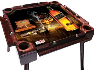 Luxury Domino Table with Whisky Black Label Design – Premium Style, Foldable and Durable