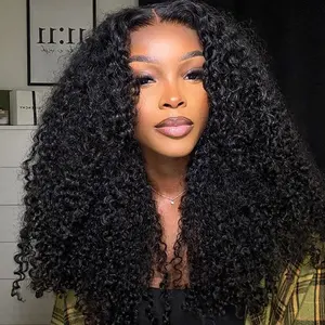 Kinky Curly 13x4 Lace Front Human Hair Wigs For Women Indian Deep Curly Lace Frontal Wig Wet And Wavy Closure Human Hair Wigs 180% Density