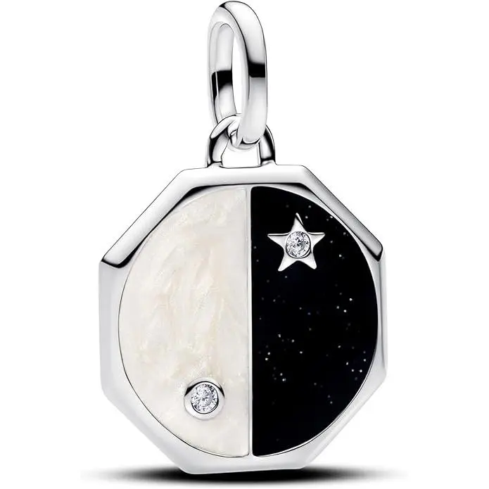 Pandora Yin-Yang Dangle Charm, Sterling Silver Costume Jewelry Charm with Balance Symbol, Enamel Set, Sparkling Microbeads, Symbolic Stones (793688C01), Character Bead Charms & Pendants, Unisex