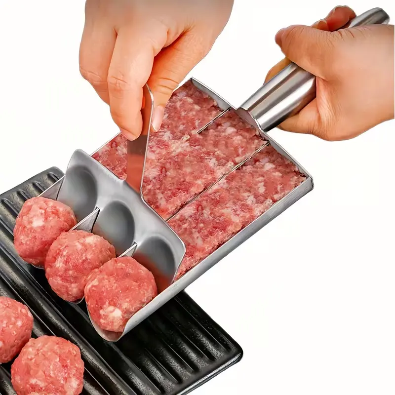 Stainless Steel Triple Meatball Maker, Meatball maker tool, Spoon with Cutting, Meatball Making Mold Set, Home Cooking Tools, DIY Quick Cooking Meatballs