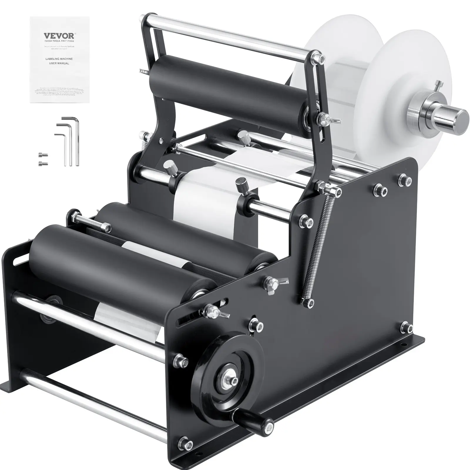 【DealsForYouDays】VEVOR Manual Round Labeling Machine, 15-20pcs/min, Bottle Label Applicator for Round Bottles, Adjustable Manual Round Bottle Labeler Suitable for Bottle Diameter 0.78-4.72 inches (with Pressing Bar)