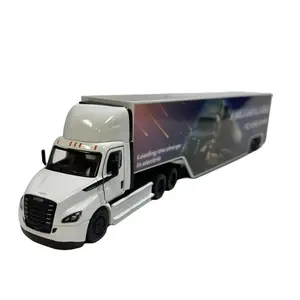 KINSMART 1:62 Scale Diecast White Freightliner Cascadia Truck with Container Model 13 Inches Length Pull Back & Go Action Officially Licensed Product