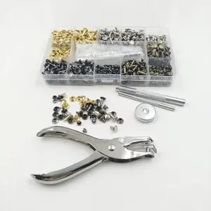 Metal Dual Head Rivet Installation Tool Kit, Leather Rivet Tools Set for Clothing Accessories DIY Leather Craft Supplies