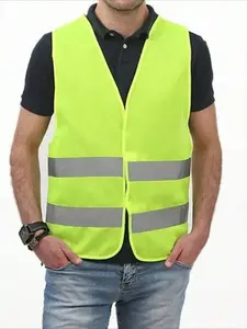 High-Visibility Reflective Safety Vest For Men & Women - Breathable, Lightweight For Construction, Driving, Cycling, Night Running, Airport Staff, Security, Traffic Control, Volunteers - Fluorescent Yellow