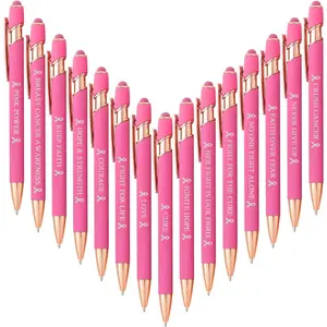 15 Pack Ballpoint Pens Smooth Writing 2-in-1 Stylus Retractable Ballpoint Pen with Stylus tip Office Decor Metal Stylus Pen for  Screens 1.0 mm (Breast cancer )