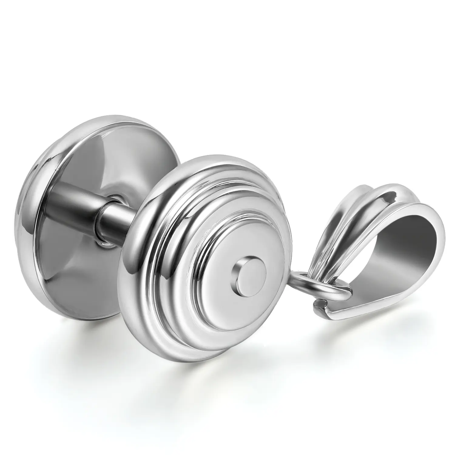 OIDEA Men's Stainless Steel Barbell Dumbbell Pendant Necklace - Polished Gym Charm, 22 in (55 cm) Chain, 1.1 in Detail, Casual Gift for Weightlifters, Birthday