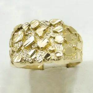 Vintage Golden Nugget Statement Ring | Chunky Textured Band, Retro Personality Fashion Versatile Jewelry for Women & Men