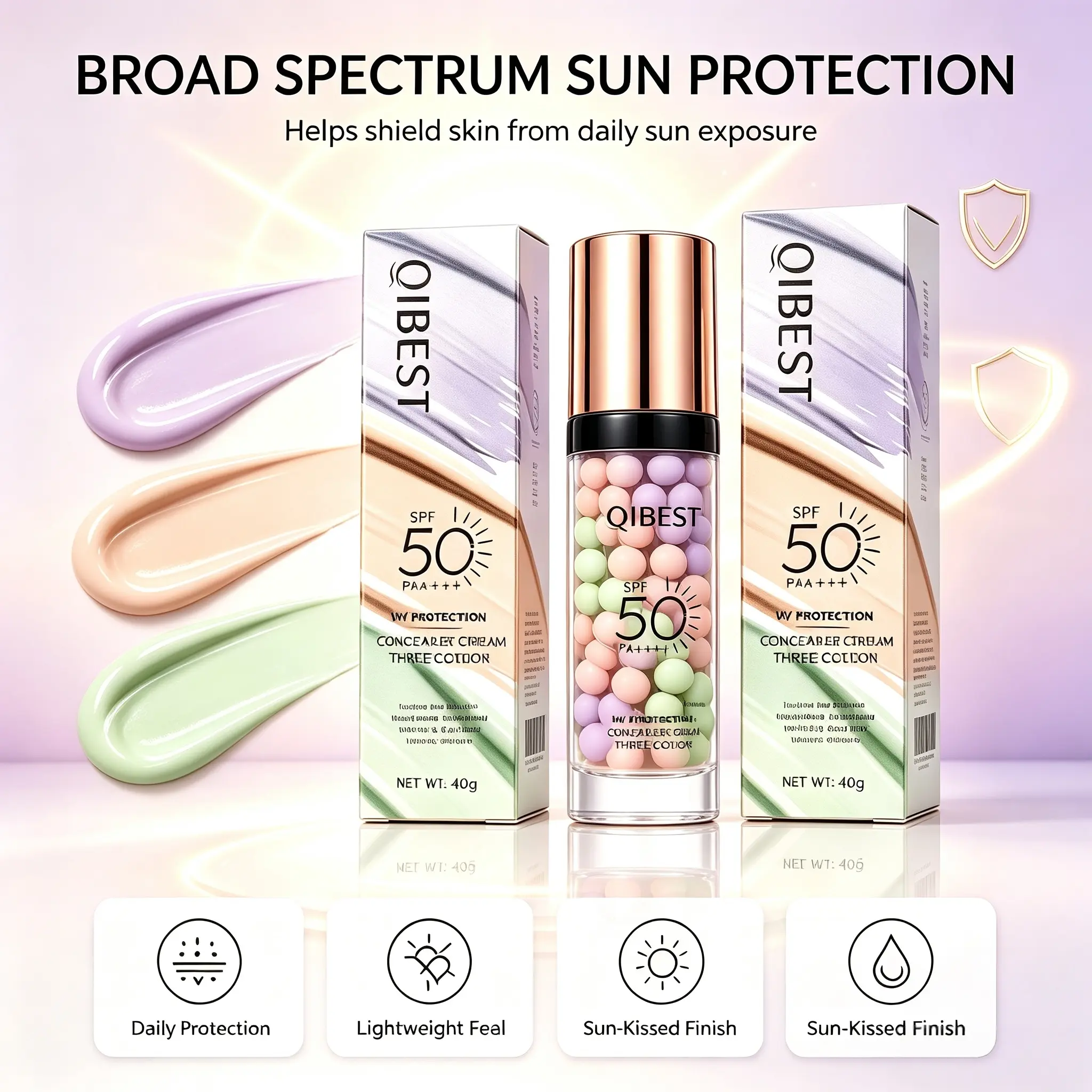 3‑In‑1 Face Primer SPF 50 PA+++｜1‑Step Color Corrector, Sunscreen Isolation Cream, Oil Control, Moisturizing, Blurs Imperfections, Boosts Radiant Skin